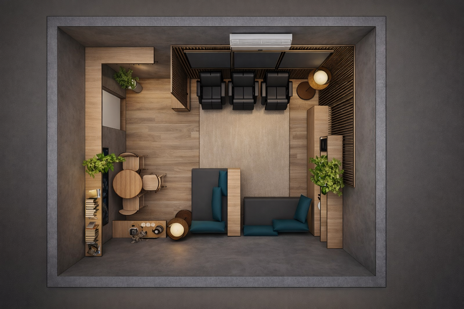 Vista superior em planta — leitura espacial do projeto.